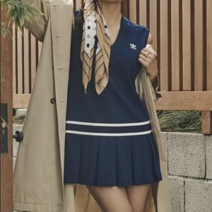 ADIDAS | “Tennis Luxe” Pleated Sleeveless Dress | Collegiate Navy | Size XL